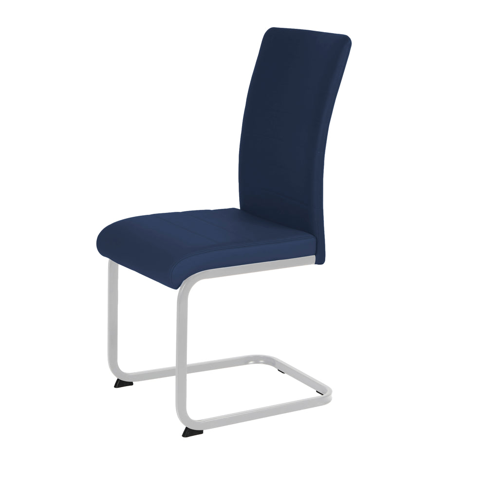 Liana Blue PU Chair - chrome legs