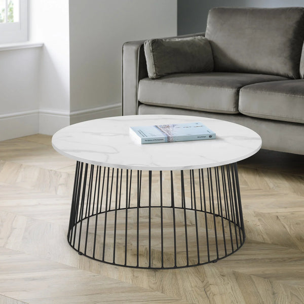 Broadway Round Coffee Table - Black and White - BRO201