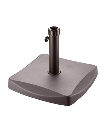 Brown polycrete outdoor parasol base 25kg with square shape and upright pole