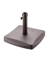 Brown polycrete outdoor parasol base 25kg with square shape and upright pole