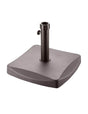 Brown polycrete outdoor parasol base 25kg with square shape and upright pole