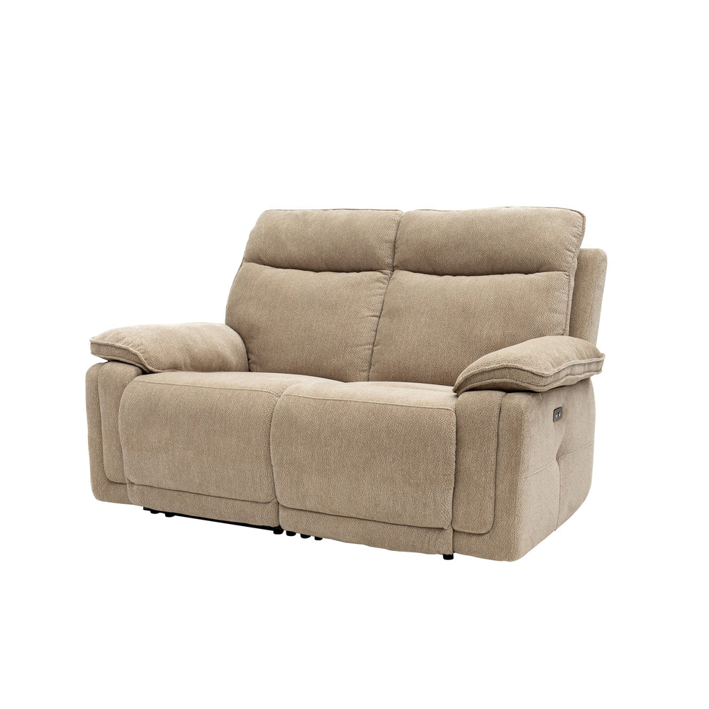 Electric Reclining 2-Seater Sofa in Camel Fabric - Modern Comfort