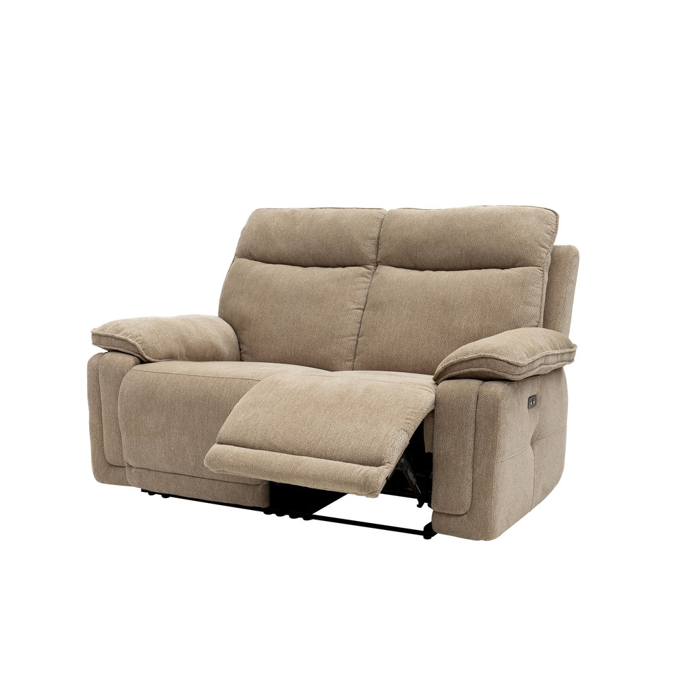 Electric Reclining 2-Seater Sofa in Camel Fabric - Modern Comfort