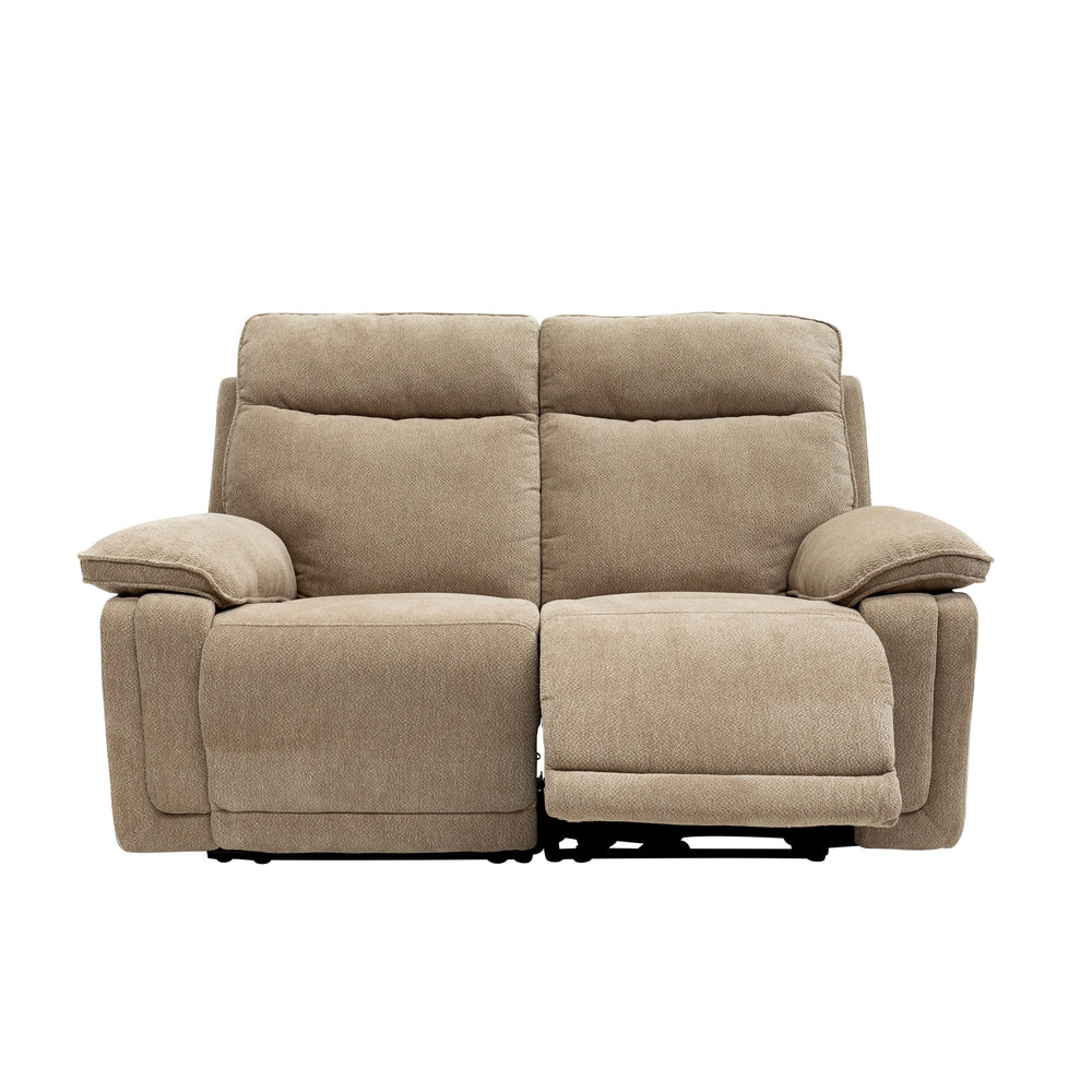 Electric Reclining 2-Seater Sofa in Camel Fabric - Modern Comfort