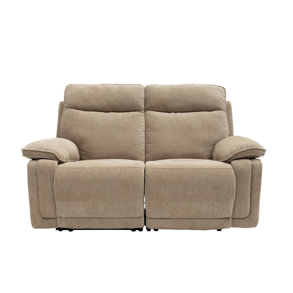 Electric Reclining 2-Seater Sofa in Camel Fabric - Modern Comfort