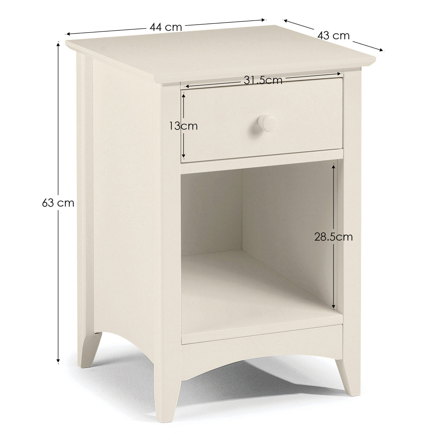 Cameo 1 Drawer Bedside - Ivory - CAM010