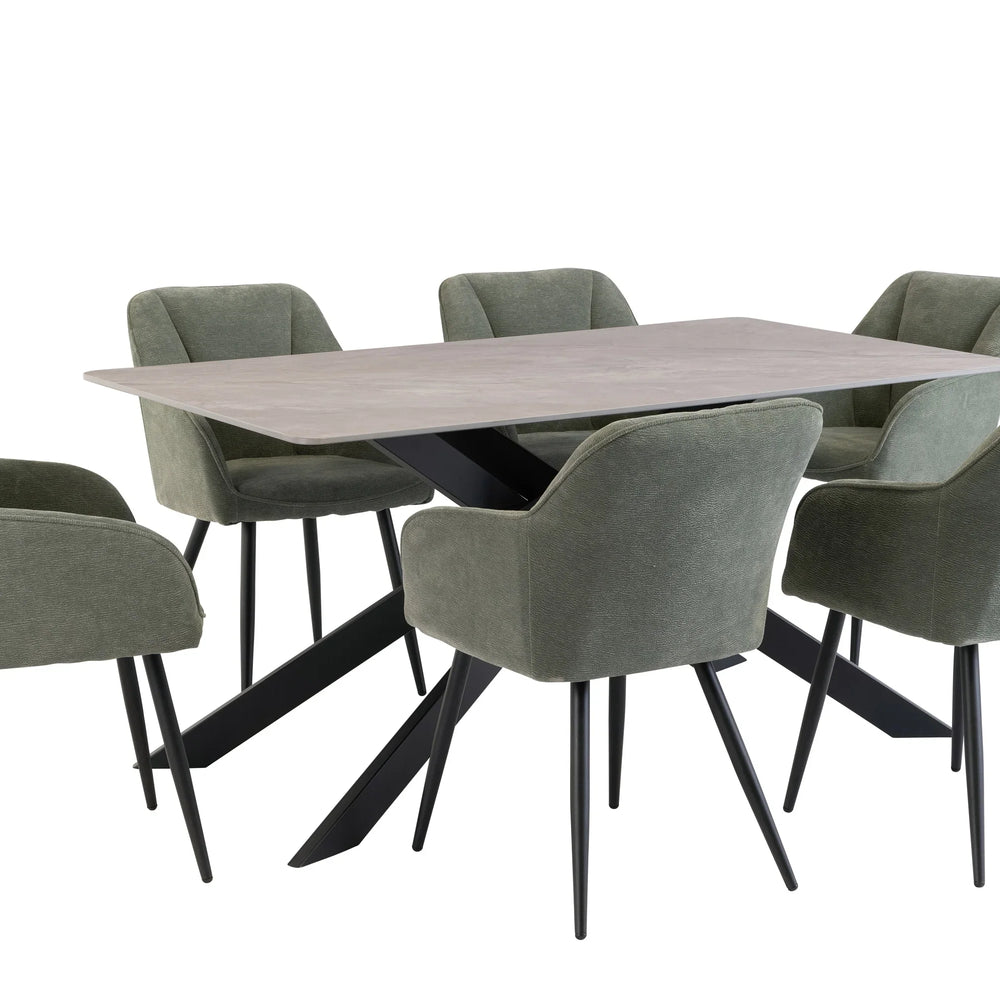 Stylish 1.6m Grey Dining Table with Black Legs - Modern Furniture