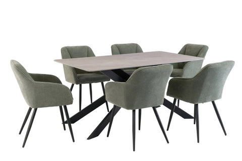 Stylish 1.6m Grey Dining Table with Black Legs - Modern Furniture