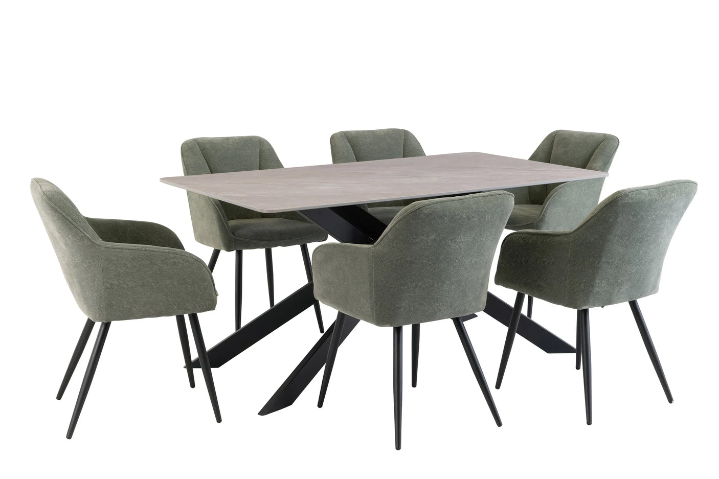 Stylish 1.6m Grey Dining Table with Black Legs - Modern Furniture