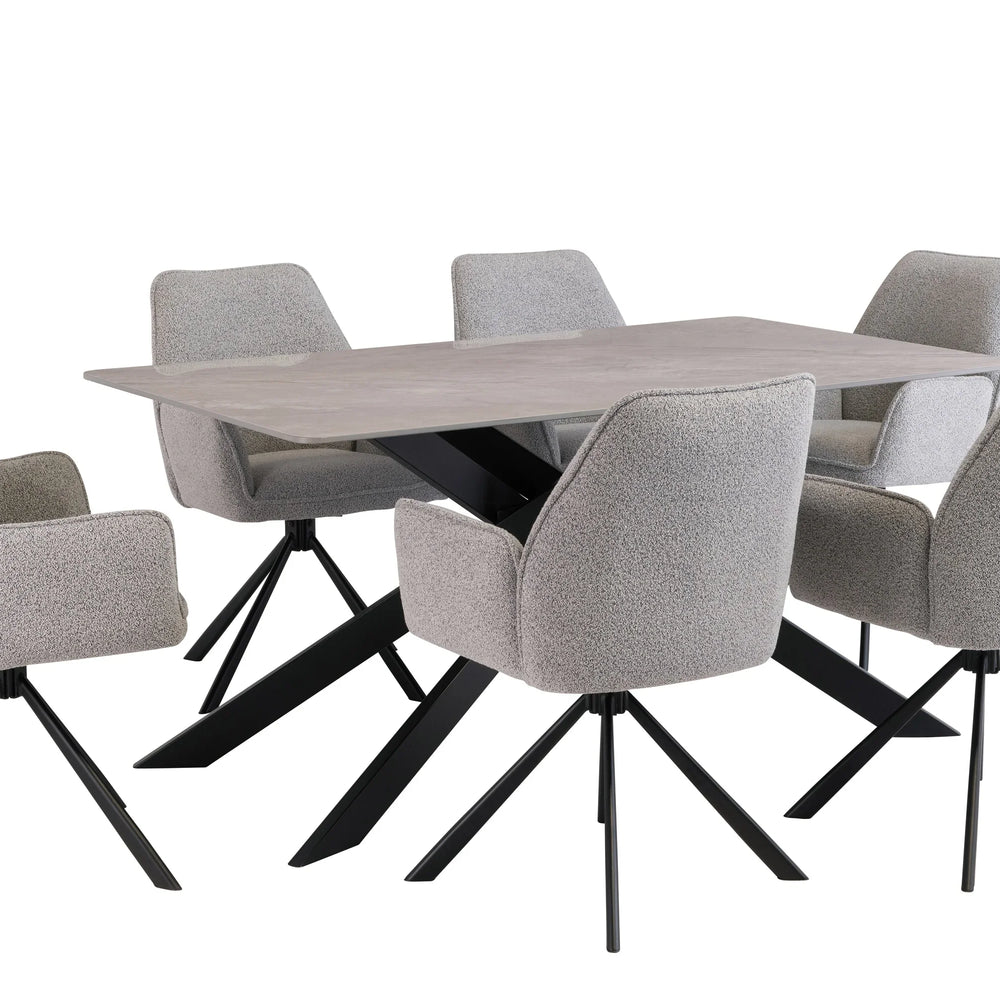 Stylish 1.6m Grey Dining Table with Black Legs - Modern Furniture