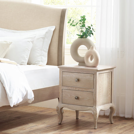 Camille 2 Drawer Bedside - Light Brown - CAM401