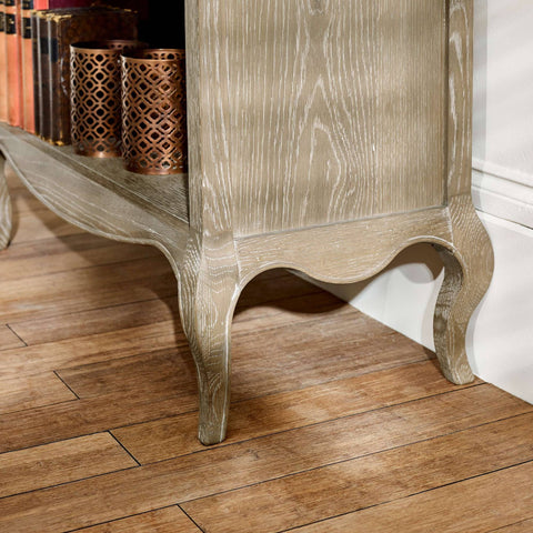 Camille French Style Tall Bookcase with Drawers Limed Oak