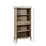 Camille French Style Tall Bookcase with Drawers Limed Oak