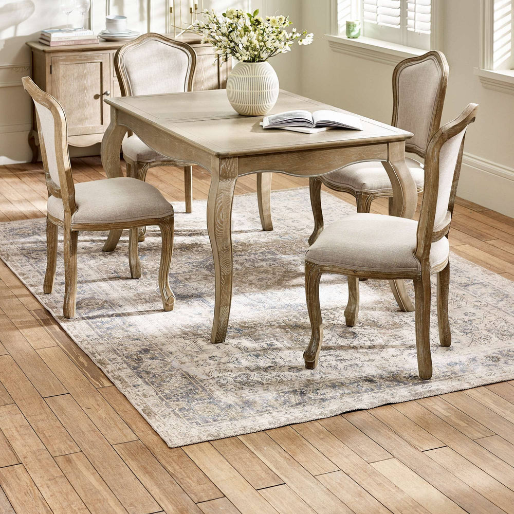 Camille French Style Rectangular 4-6 Seater Extending Dining Table Limed Oak