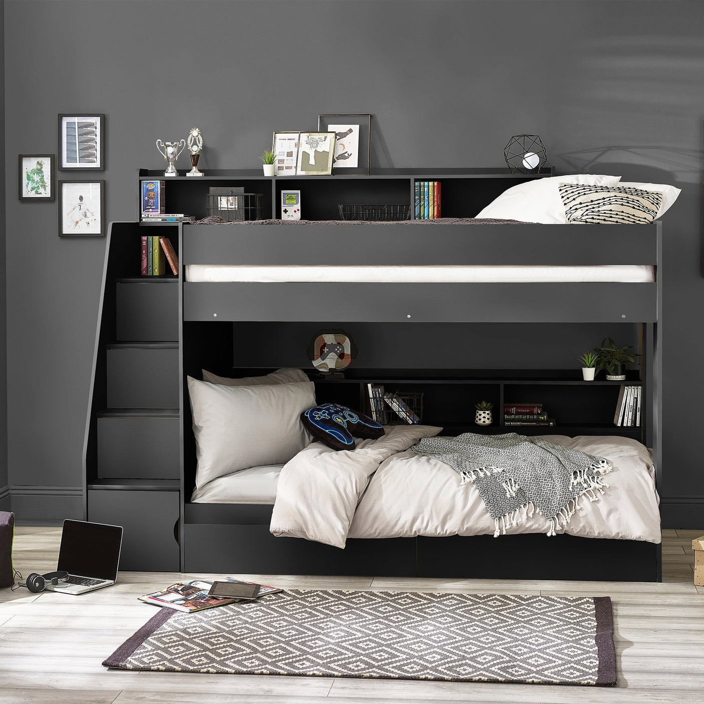Camelot Staircase Bunk - White - CAM810