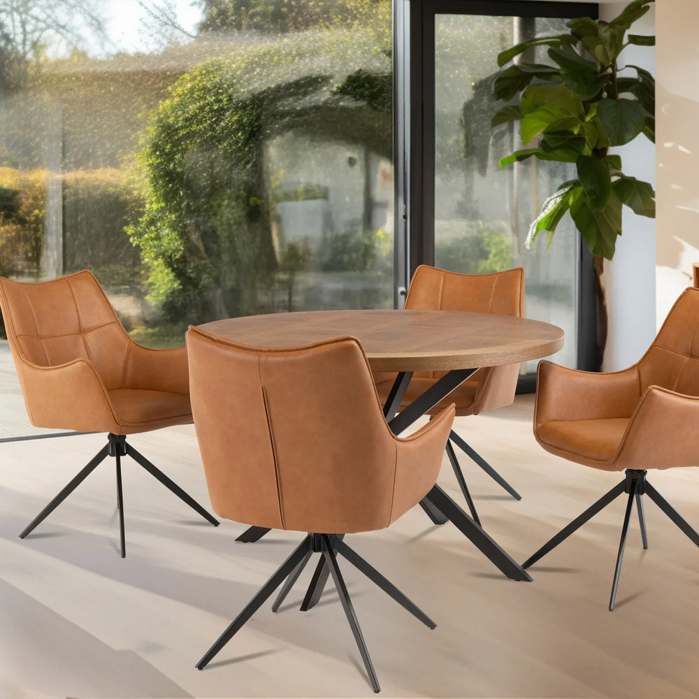 1.2m Round Medium Oak Veneer Dining Table - Stylish & Modern Design