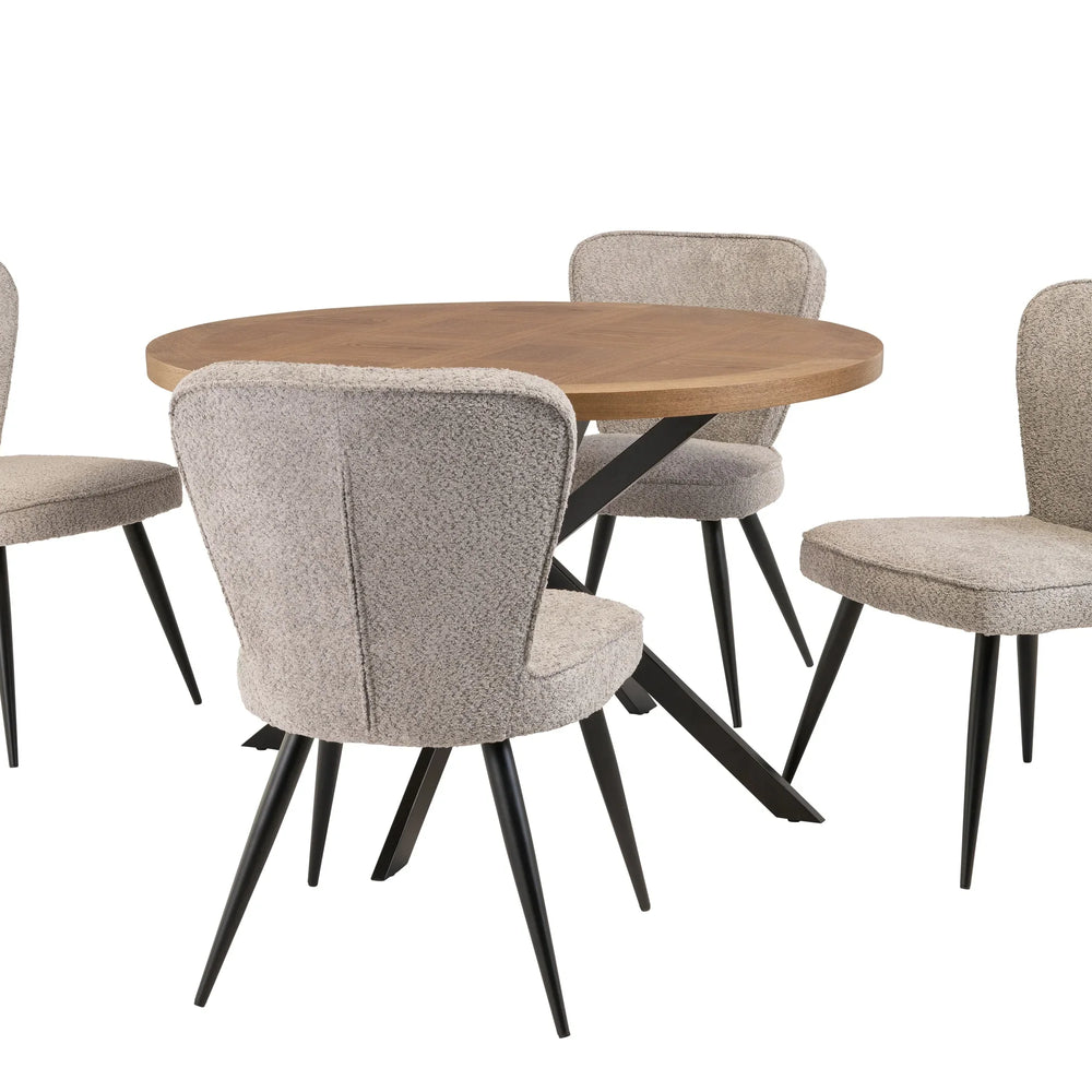 1.2m Round Medium Oak Veneer Dining Table - Stylish & Modern Design