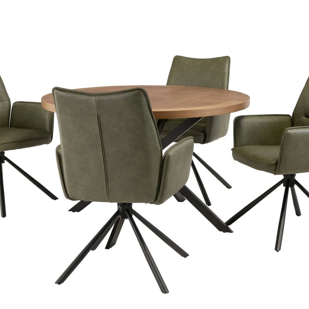 1.2m Round Medium Oak Veneer Dining Table - Stylish & Modern Design