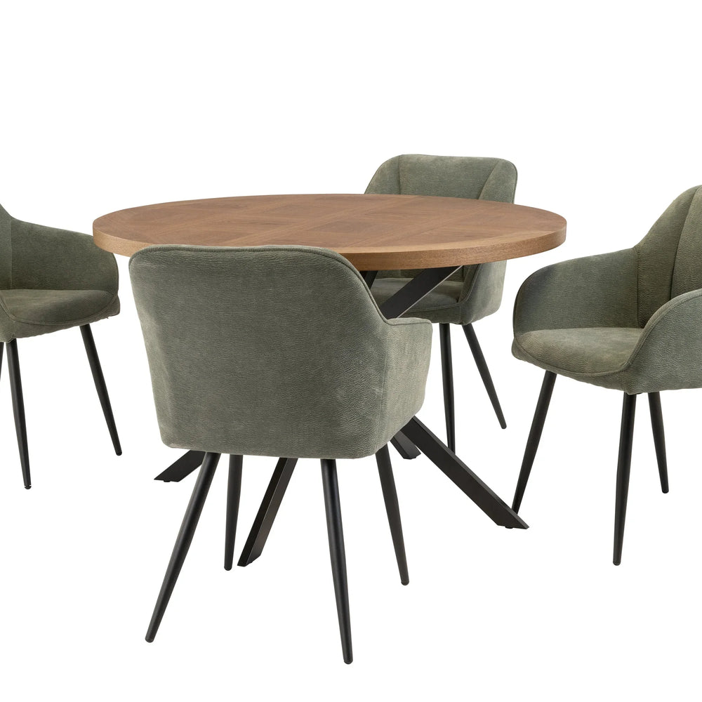 1.2m Round Medium Oak Veneer Dining Table - Stylish & Modern Design