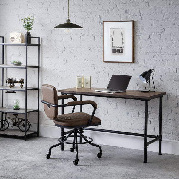 Carnegie Pipe Desk - Dark Brown - CAR501