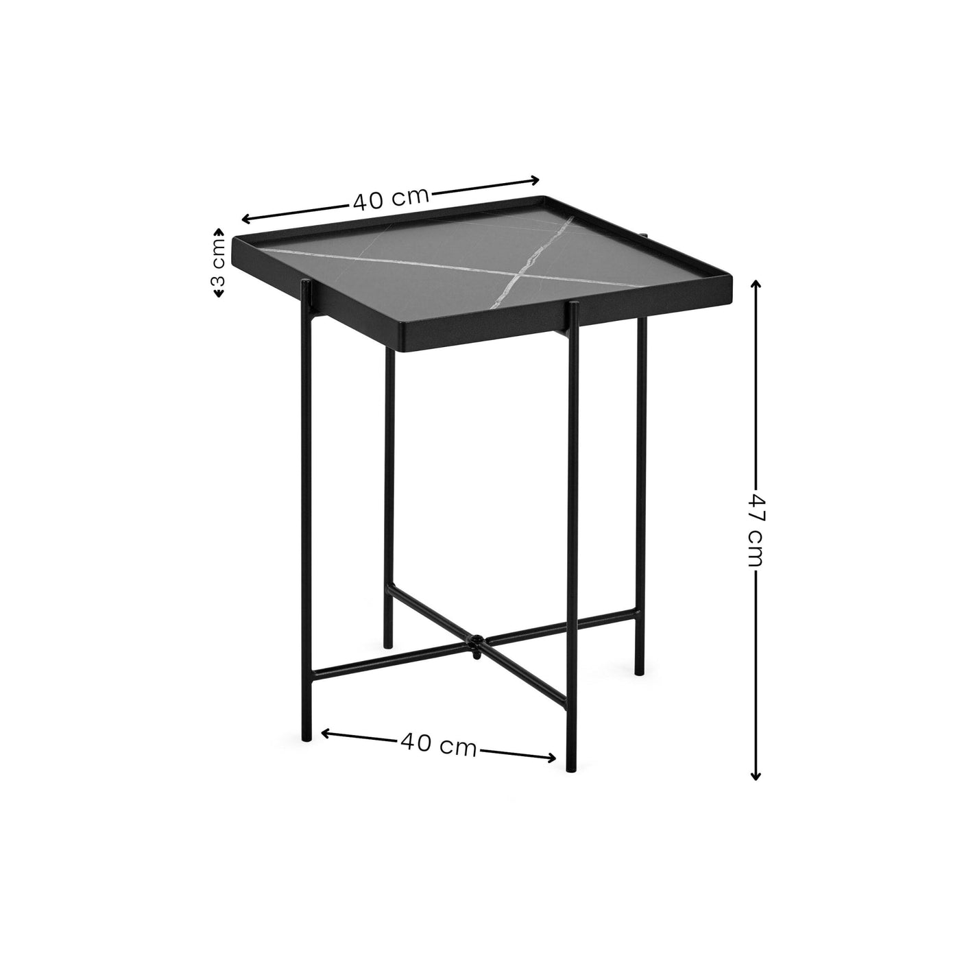 Celia Side Table - Black and White - CEL001