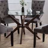 Chelsea 120cm Round Glass Table - Dark Brown - CHE101