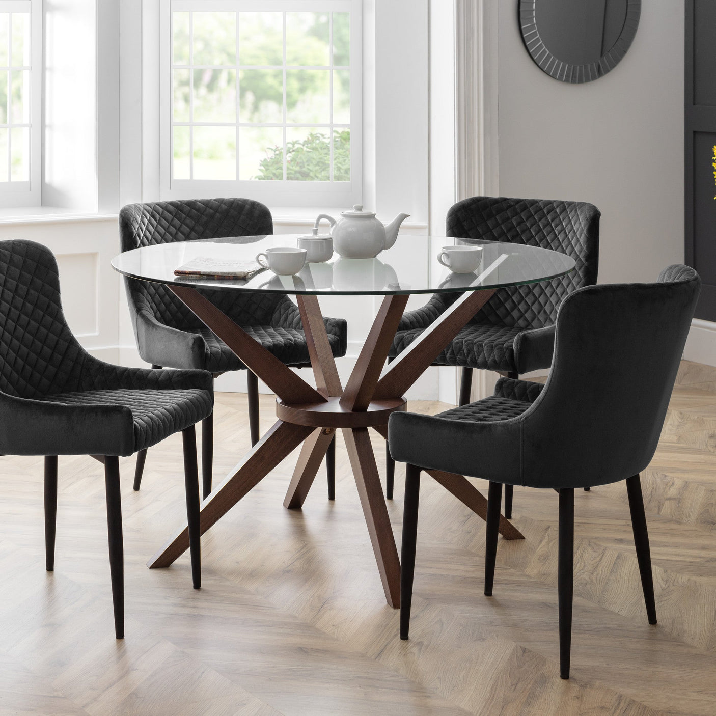 Chelsea 120cm Round Glass Table - Dark Brown - CHE101