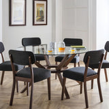 Chelsea 140cm Round Glass Table - Dark Brown - CHE201