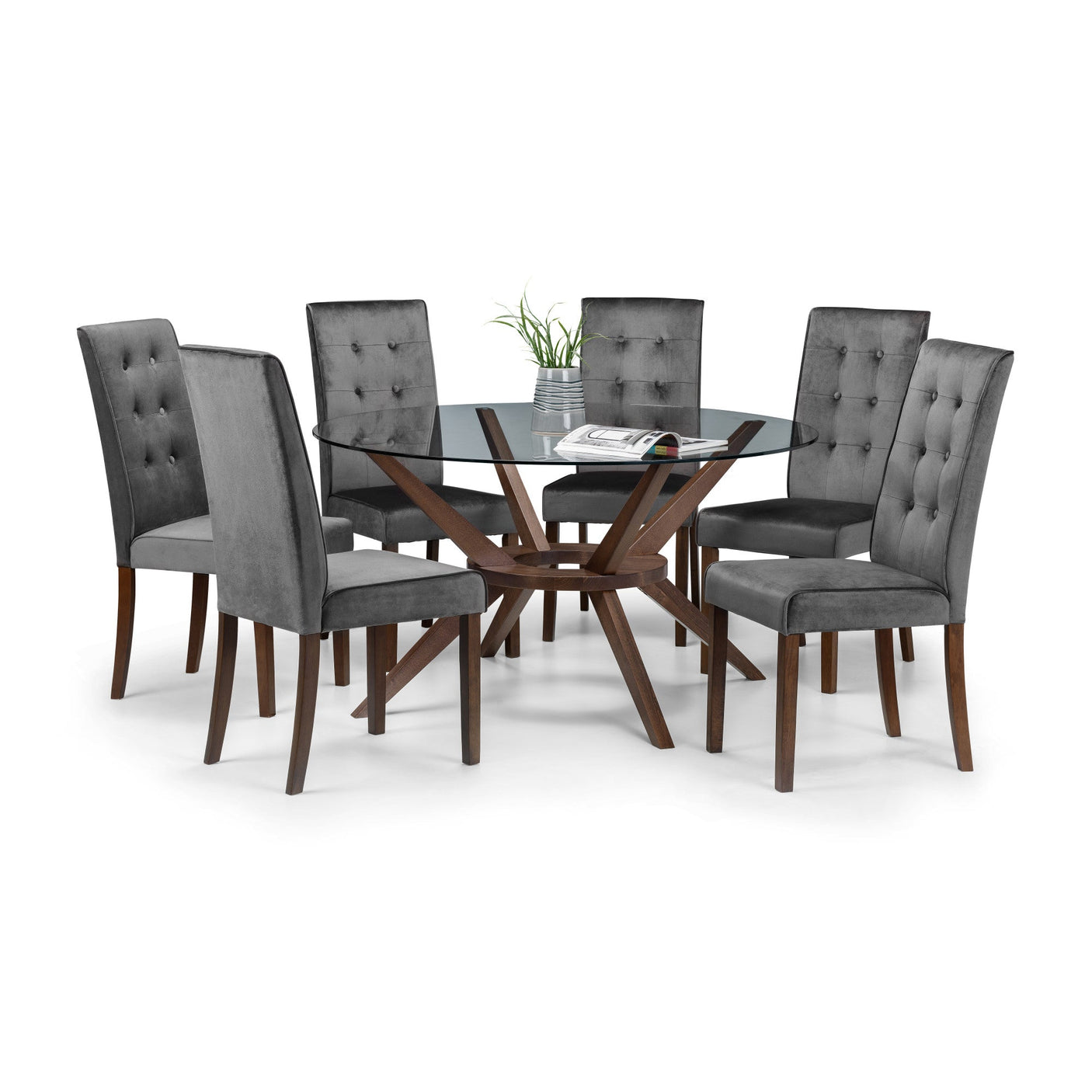 Chelsea 140cm Round Glass Table - Dark Brown - CHE201