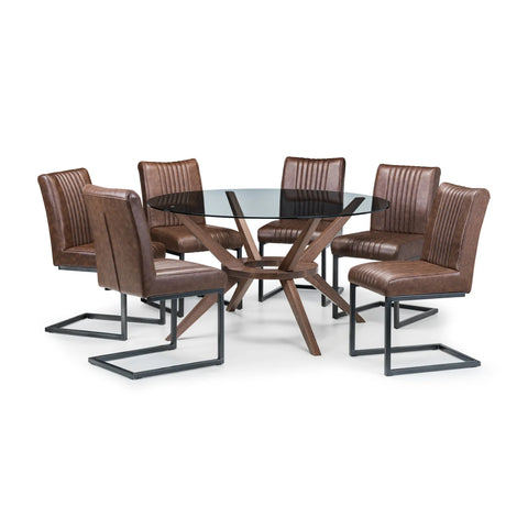 Chelsea 140cm Round Glass Table - Dark Brown - CHE201