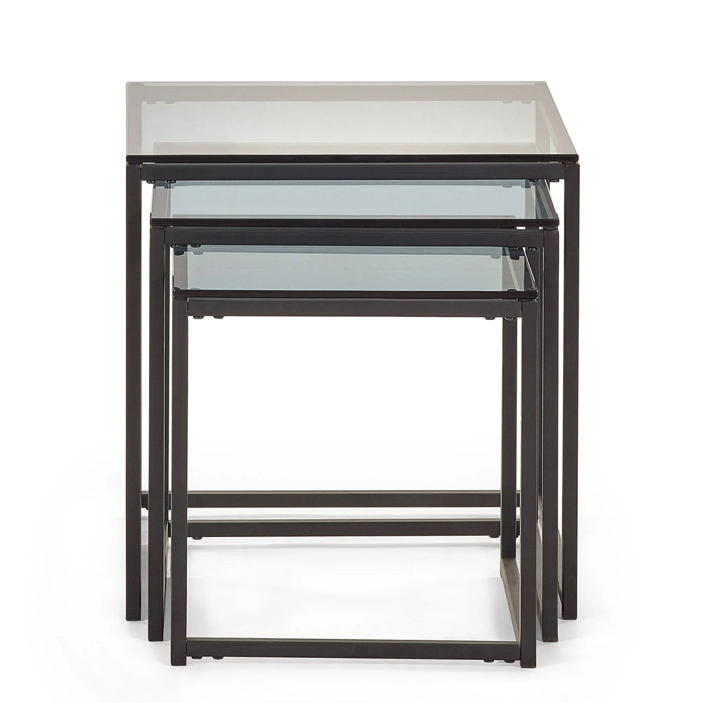 Chicago Nest Of 3 Tables - Glass and Black - CHI011