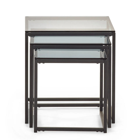 Chicago Nest Of 3 Tables - Glass and Black - CHI011