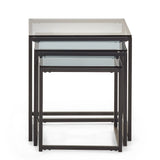 Chicago Nest Of 3 Tables - Glass and Black - CHI011