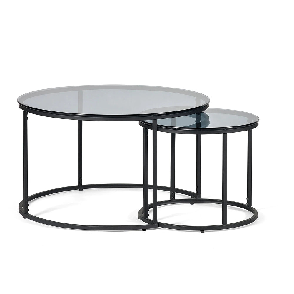 Chicago Round Nesting Coffee Tables - Glass and Black - CHI017