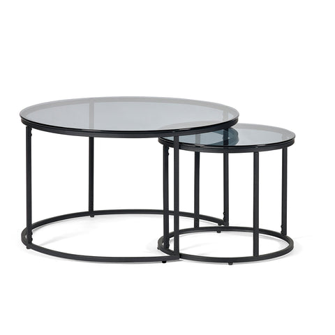 Chicago Round Nesting Coffee Tables - Glass and Black - CHI017