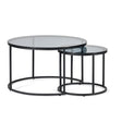 Chicago Round Nesting Coffee Tables - Glass and Black - CHI017
