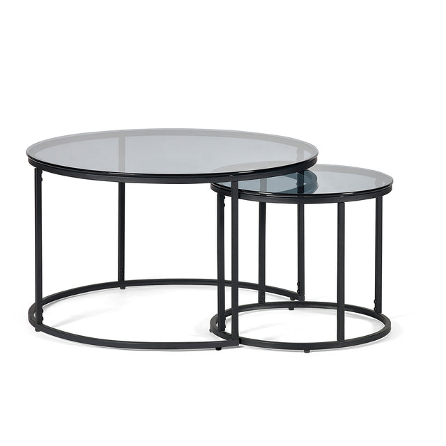 Chicago Round Nesting Coffee Tables - Glass and Black - CHI017