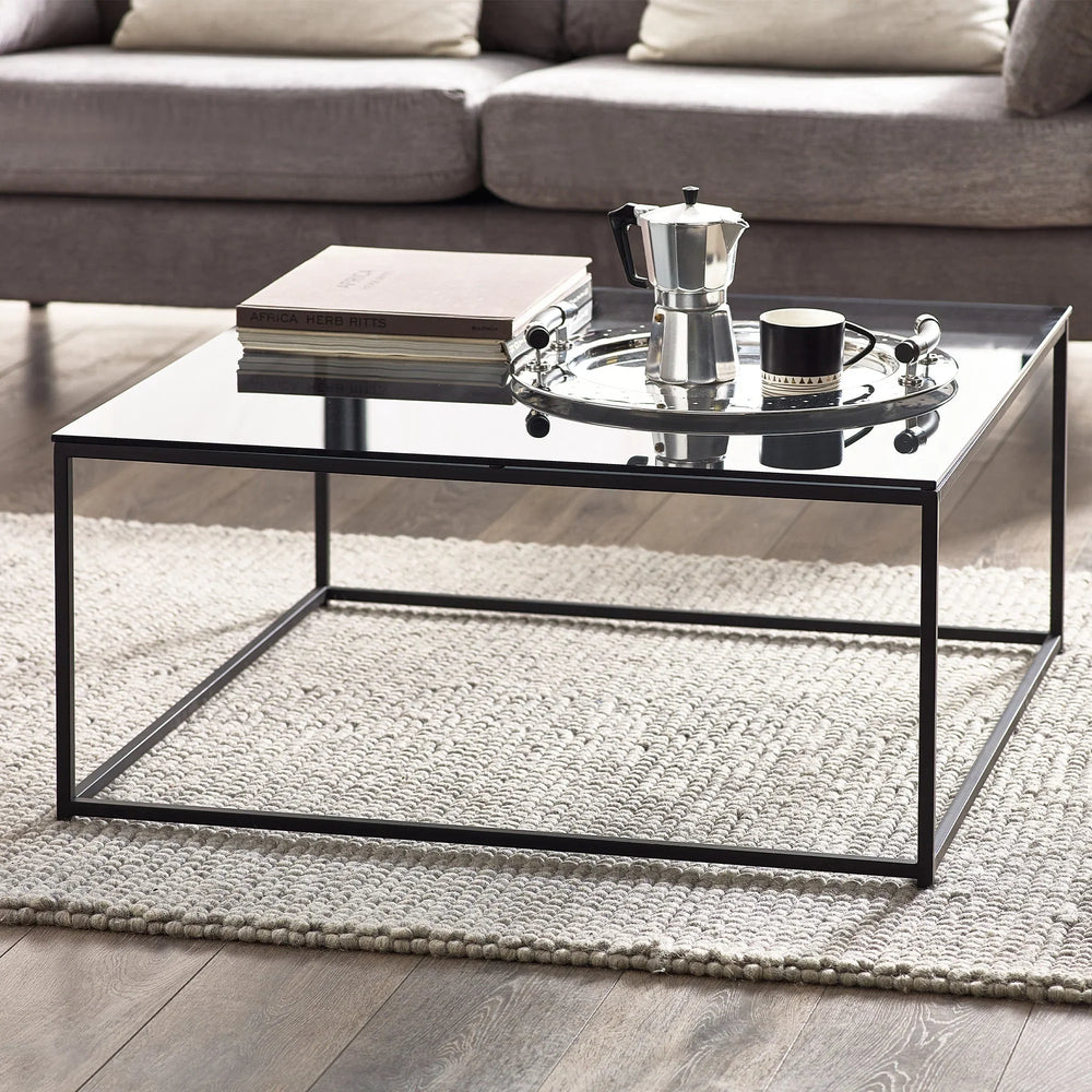 Chicago Square Coffee Table - Glass and Black - CHI020