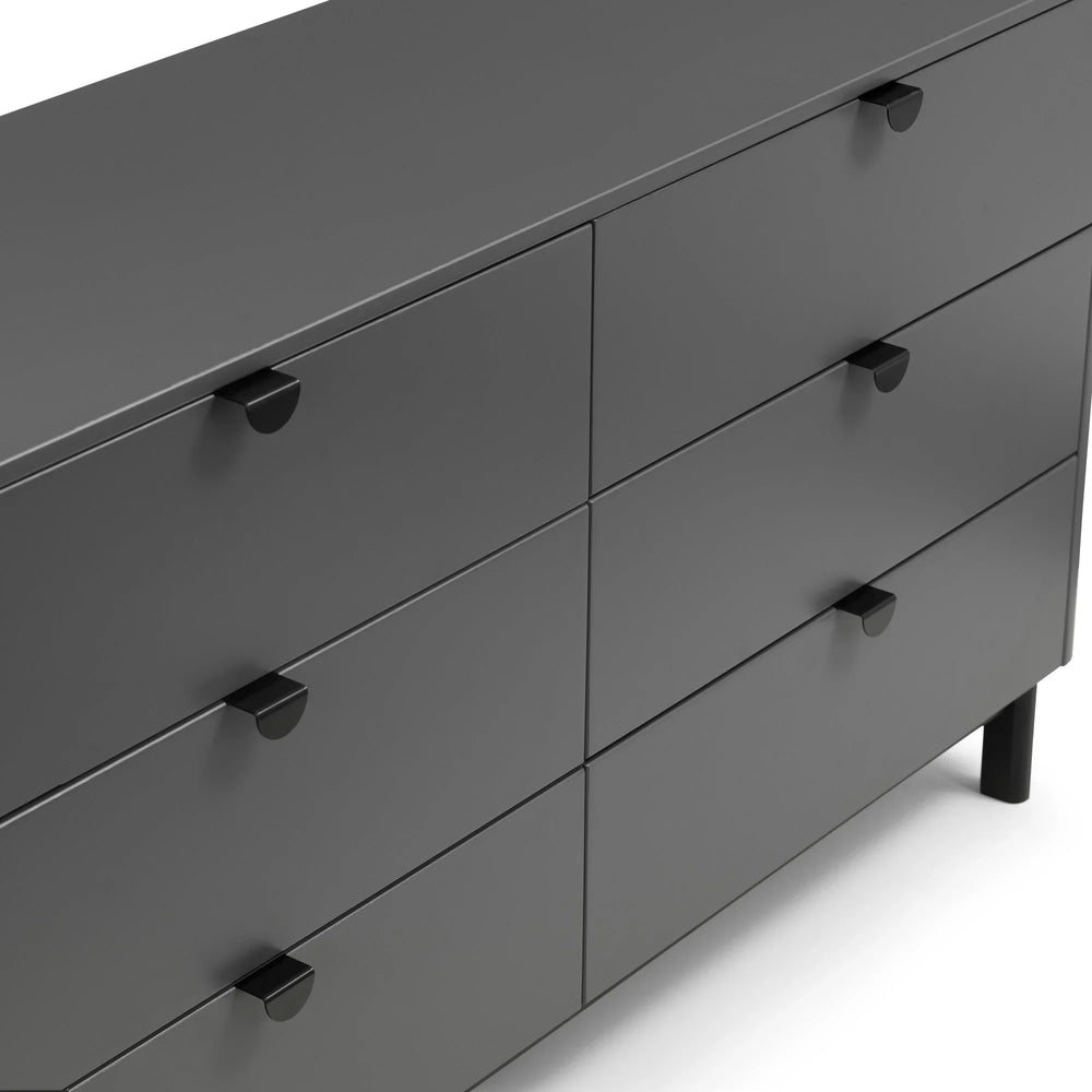 Chloe 6 Drawer Wide Chest - Grey - CHL004