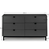 Chloe 6 Drawer Wide Chest - Grey - CHL004