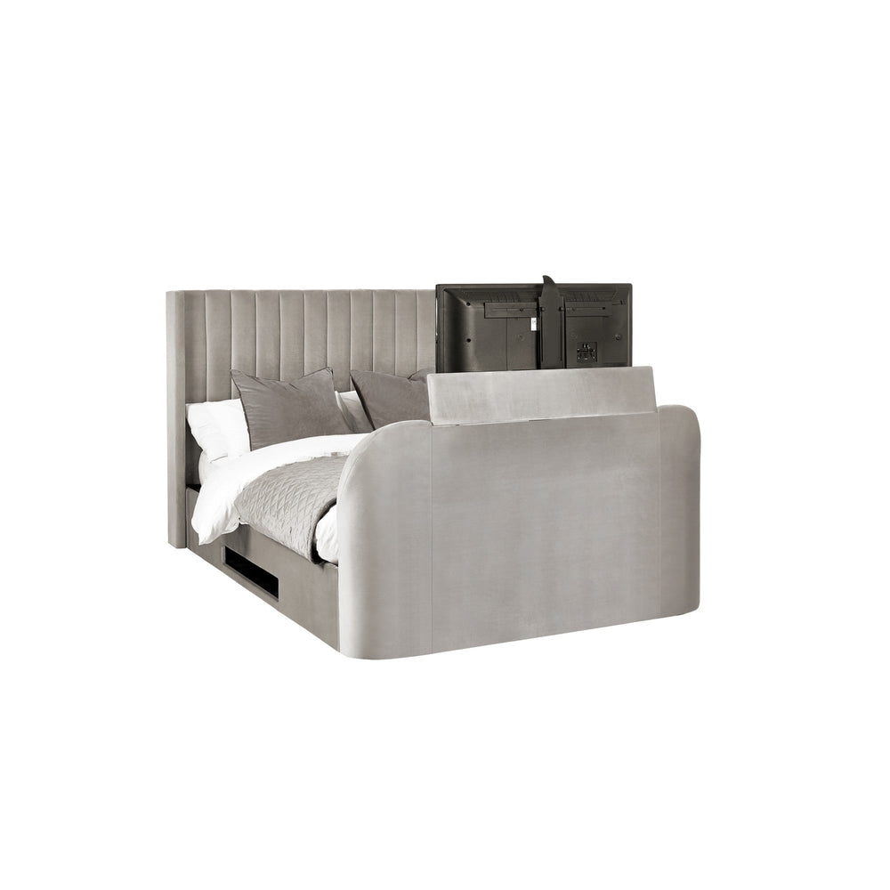 Clara Side Lift Ottoman Tv Bed - Dark Grey / King - CLA102