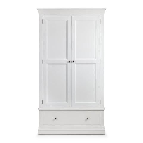 Clermont 2 Door 1 Drawer Wardrobe - White - CLE204