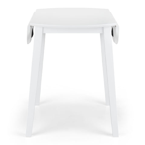 White wood Coast dropleaf table with both leaves down, front view on white background