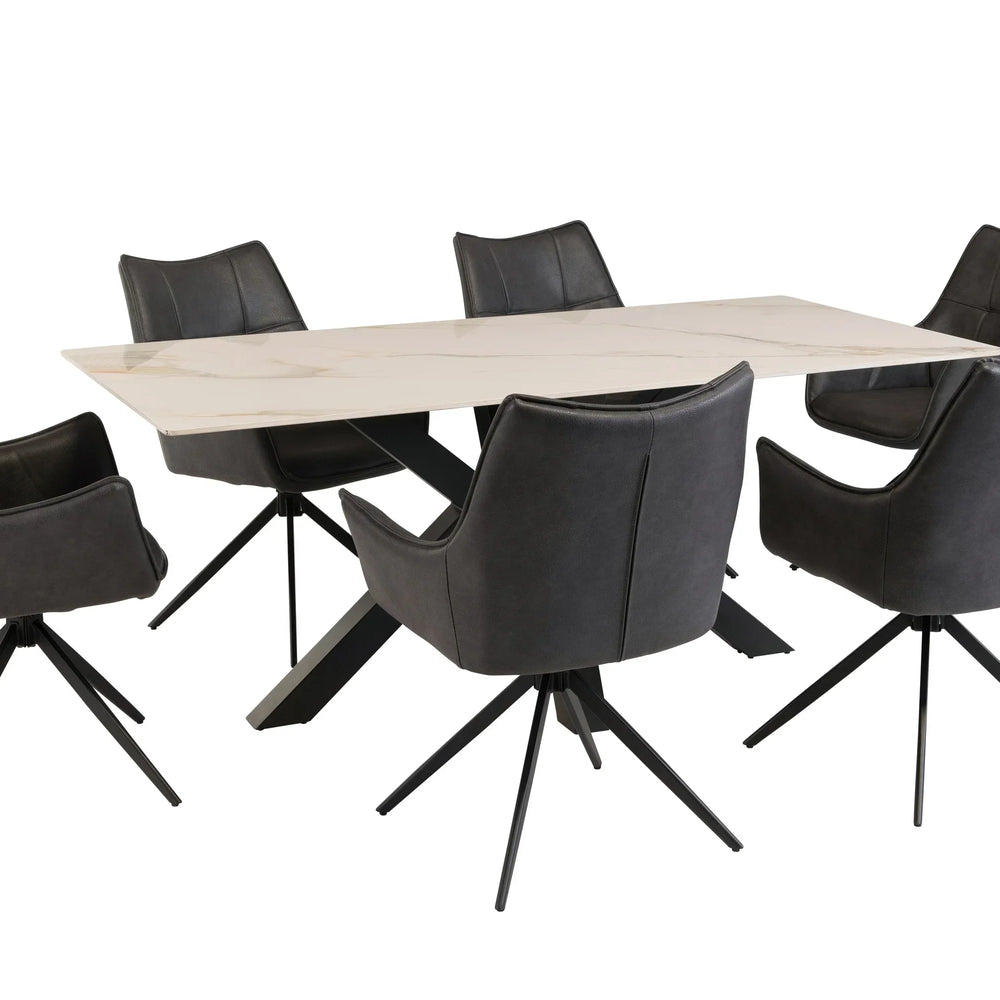 Charcoal PU Dining Armchair - Contemporary Comfort for Your Space