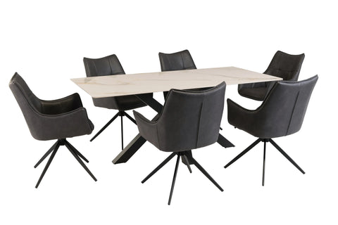 Charcoal PU Dining Armchair - Contemporary Comfort for Your Space