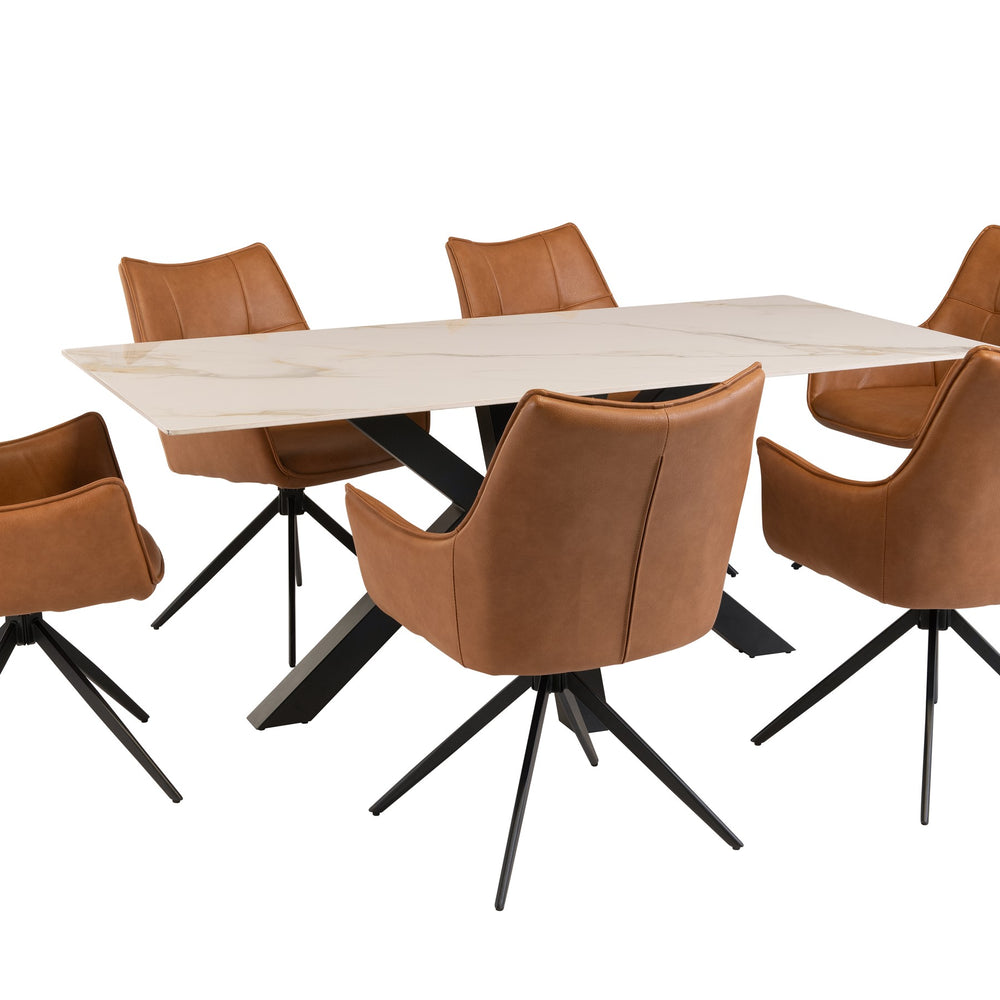 Stylish Tan PU Dining Armchair for Modern Homes