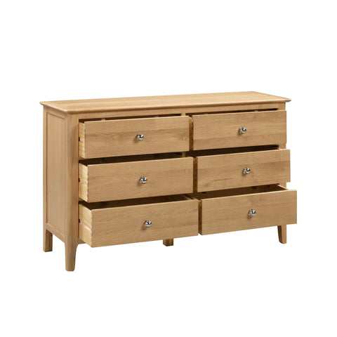Cotswold 6 Drawer Wide Chest - Light Brown - COT103