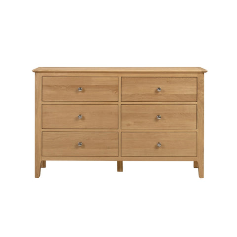 Cotswold 6 Drawer Wide Chest - Light Brown - COT103