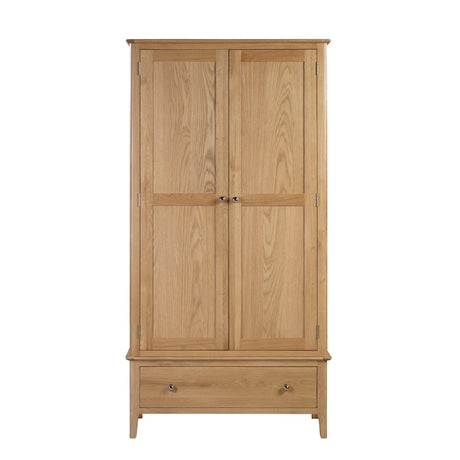 Cotswold 2 Door 1 Drawer Wardrobe - Light Brown - COT104