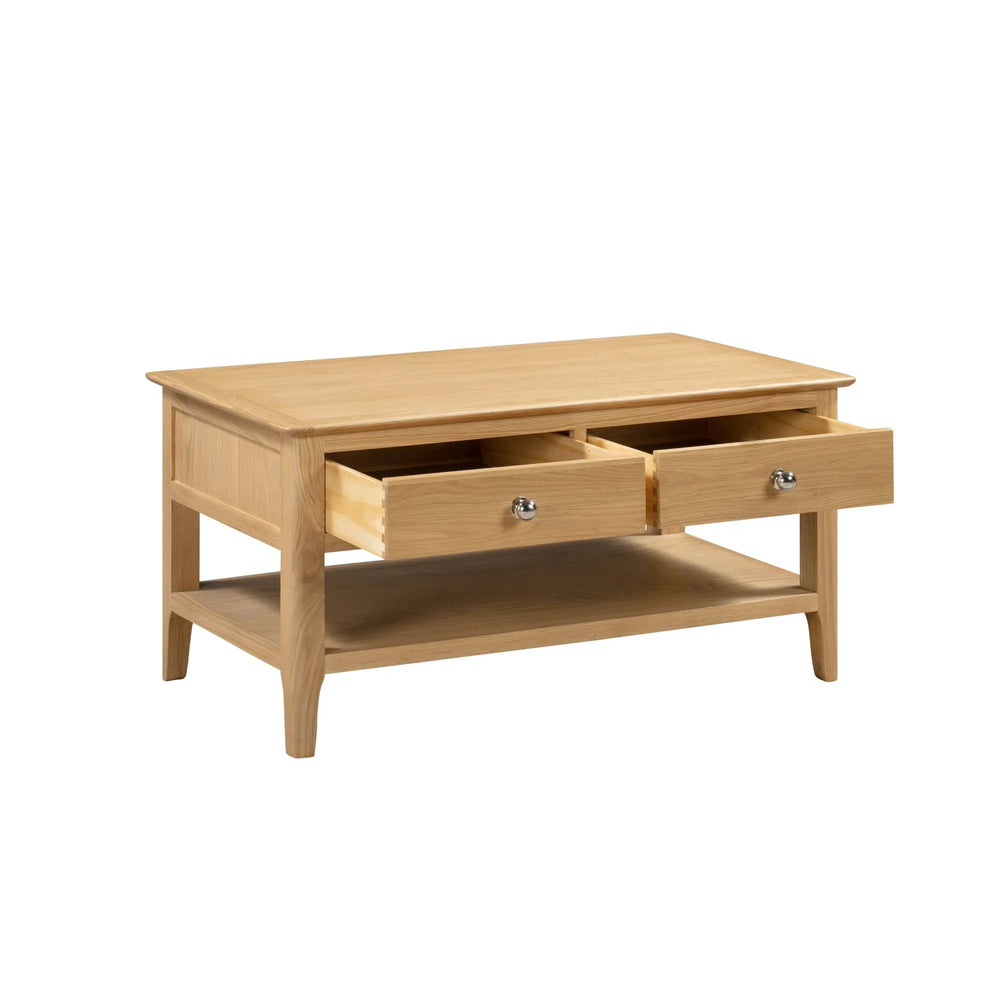 Cotswold Coffee Table With 2 Drawers - Light Brown - COT109